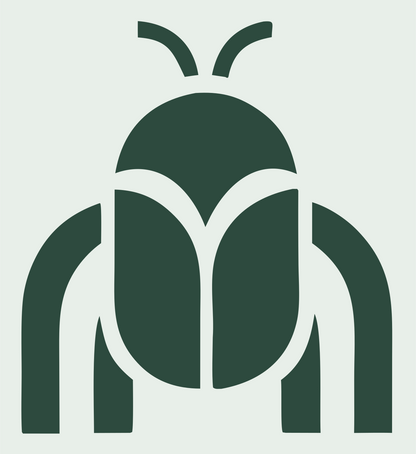 Minimalist Beetle Top-Down Icon #e8efe9/#2d4a3e