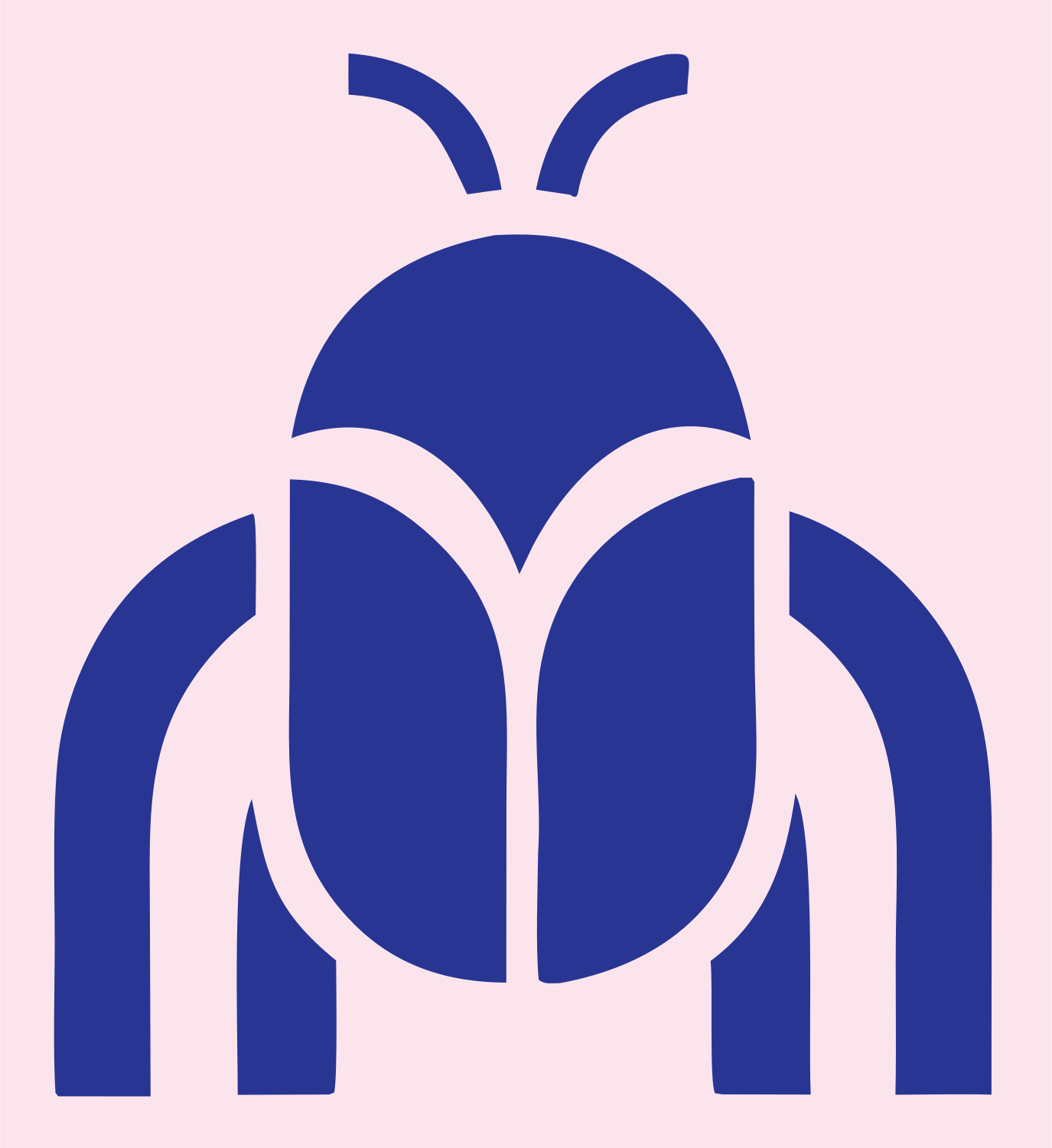 Minimalist Beetle Top-Down Icon #fce4ec/#283593