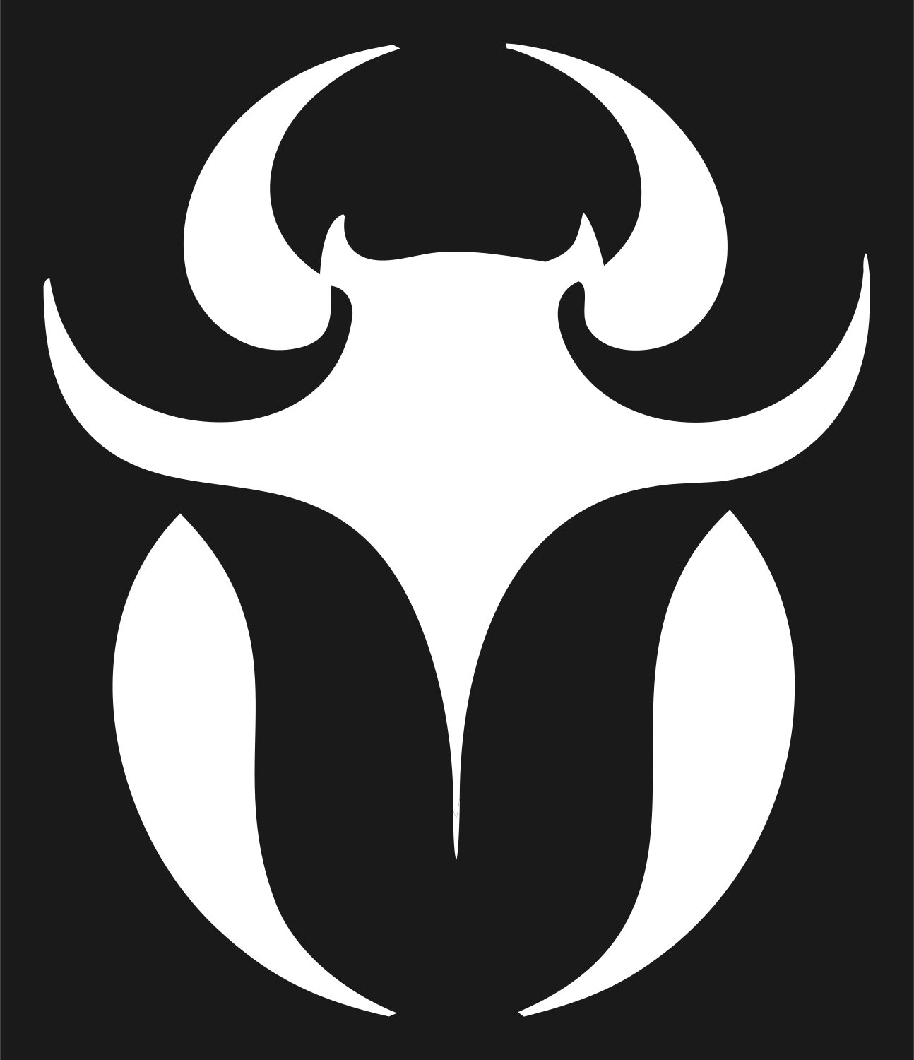 Tribal Horned Beetle Emblem #1a1a1a/#ffffff