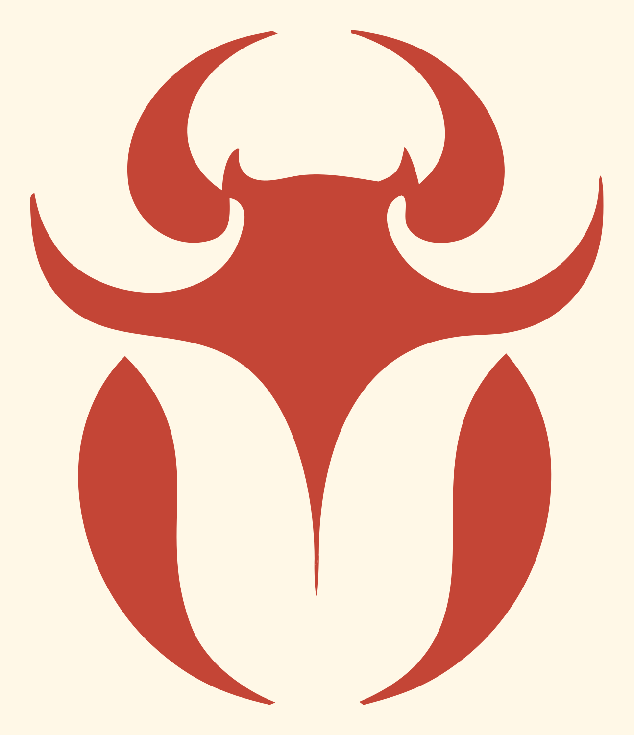 Tribal Horned Beetle Emblem #fff8e7/#c44536