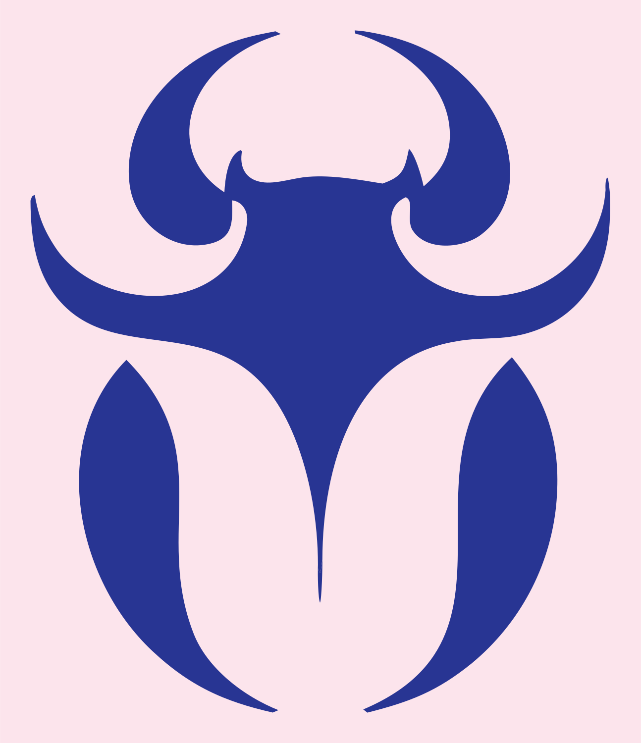 Tribal Horned Beetle Emblem #fce4ec/#283593