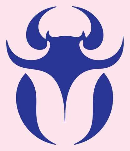 Tribal Horned Beetle Emblem #fce4ec/#283593
