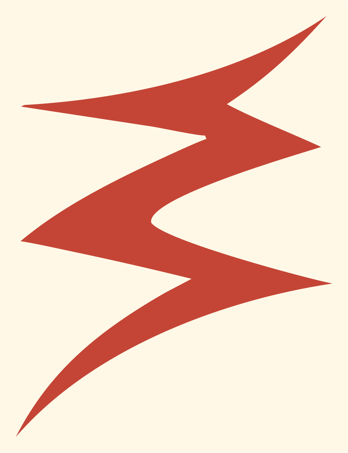 Sharp Lightning Bolt Mark #fff8e7/#c44536