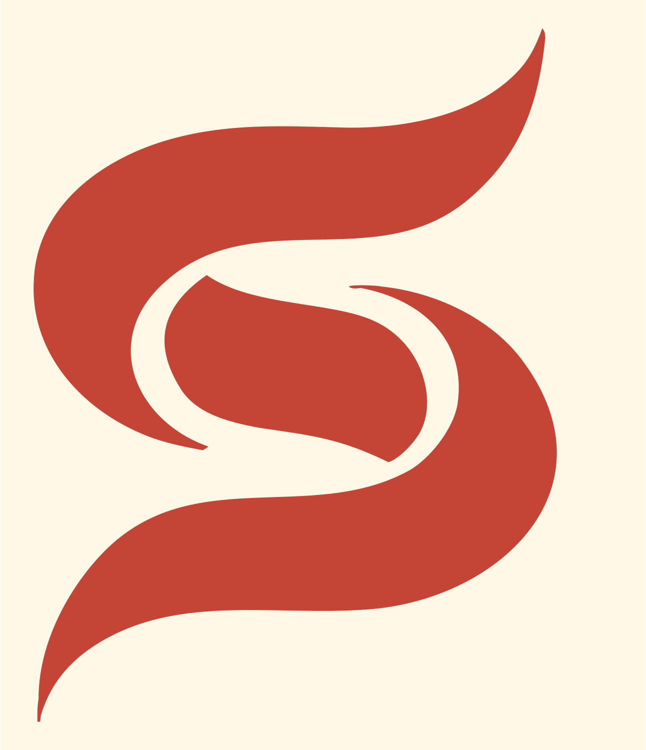 Stylized S Beetle Mark #fff8e7/#c44536
