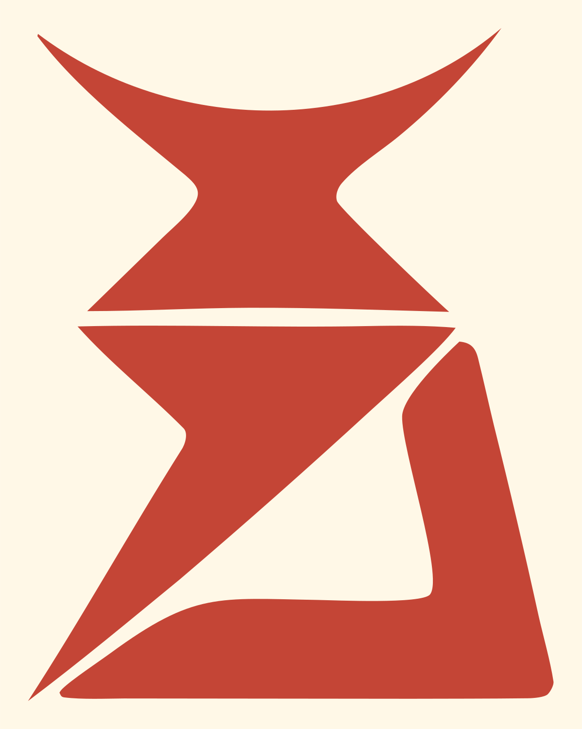 Abstract Beetle Silhouette Icon #fff8e7/#c44536