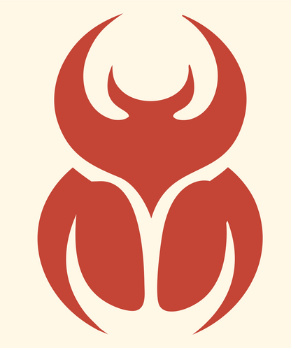Negative Space Scarab Icon #fff8e7/#c44536