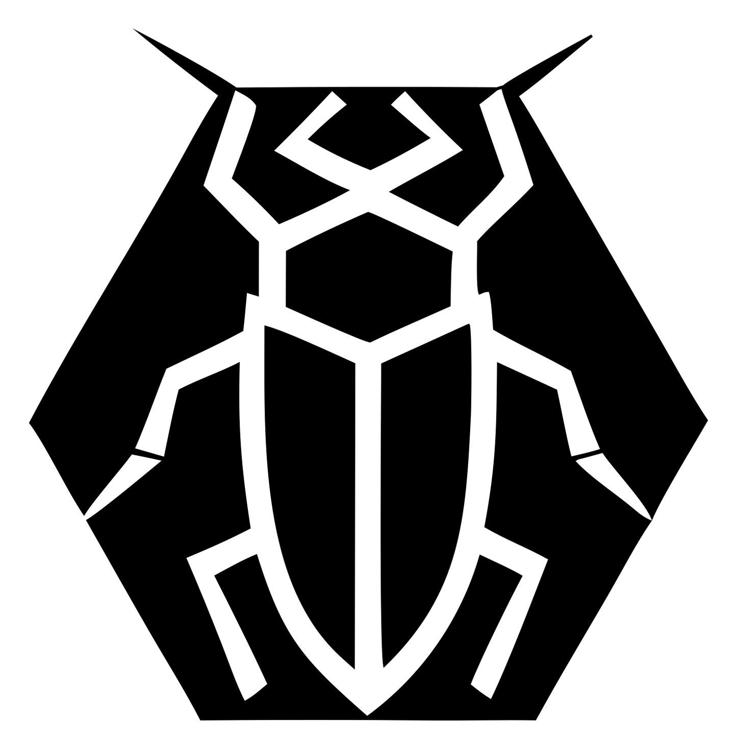 Geometric Cockroach Hexagon Badge #ffffff/#000000