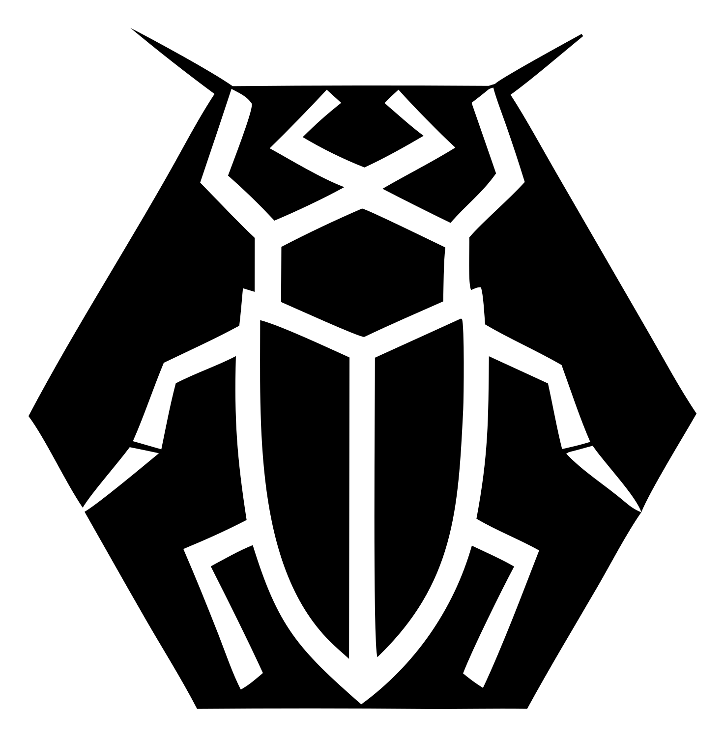 Geometric Cockroach Hexagon Badge #ffffff/#000000