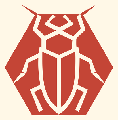 Geometric Cockroach Hexagon Badge #fff8e7/#c44536