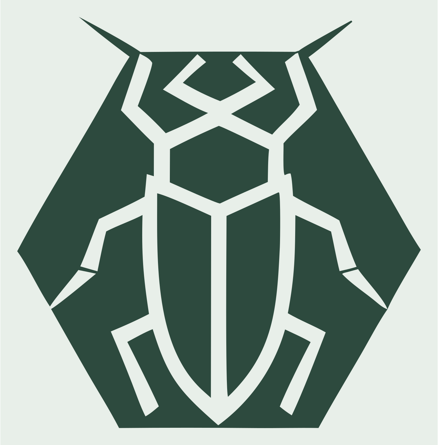 Geometric Cockroach Hexagon Badge #e8efe9/#2d4a3e