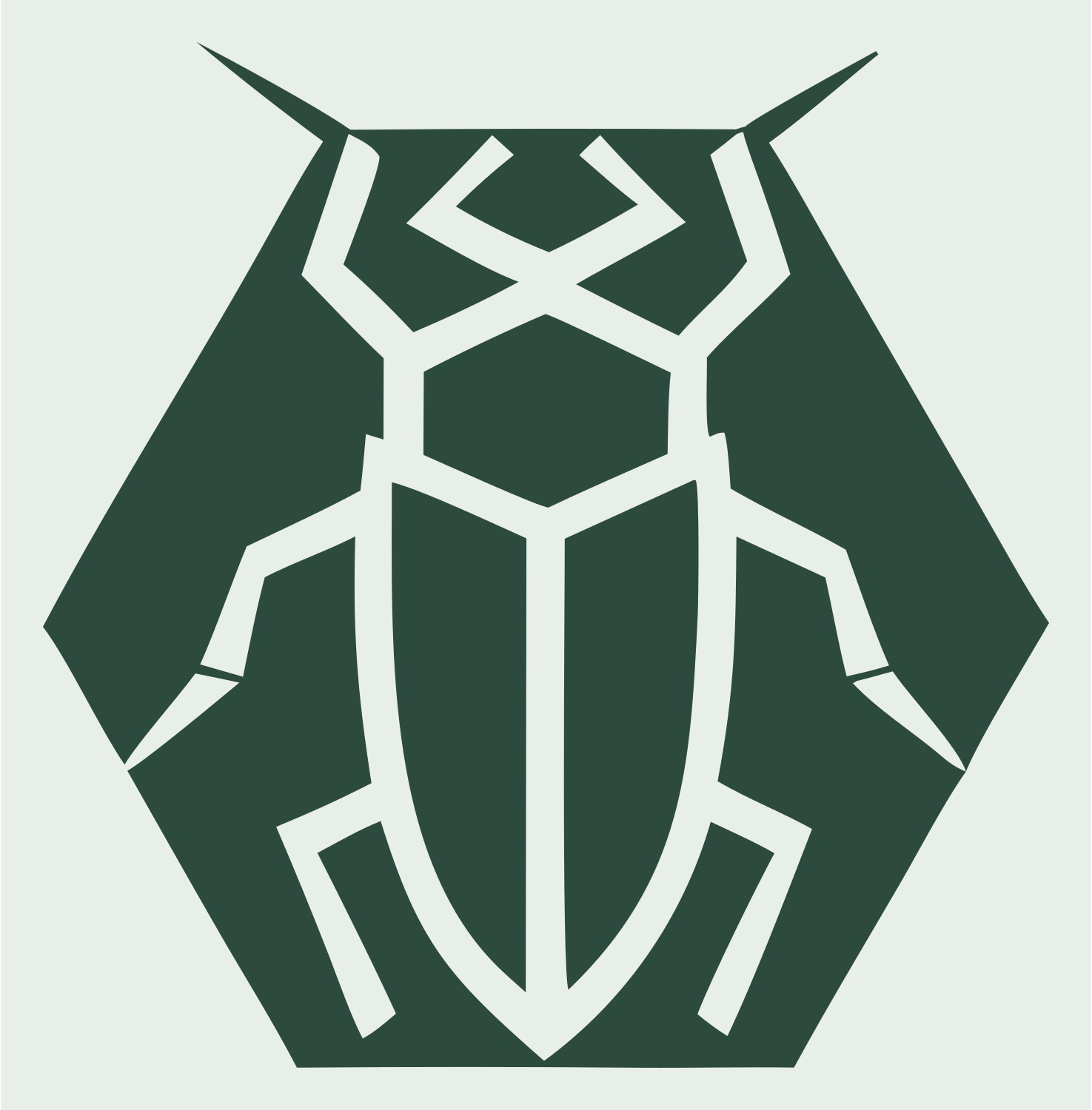 Geometric Cockroach Hexagon Badge #e8efe9/#2d4a3e