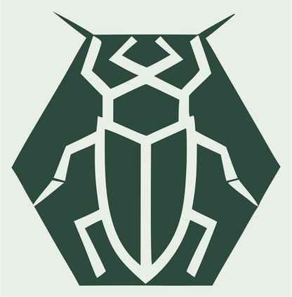 Geometric Cockroach Hexagon Badge #e8efe9/#2d4a3e
