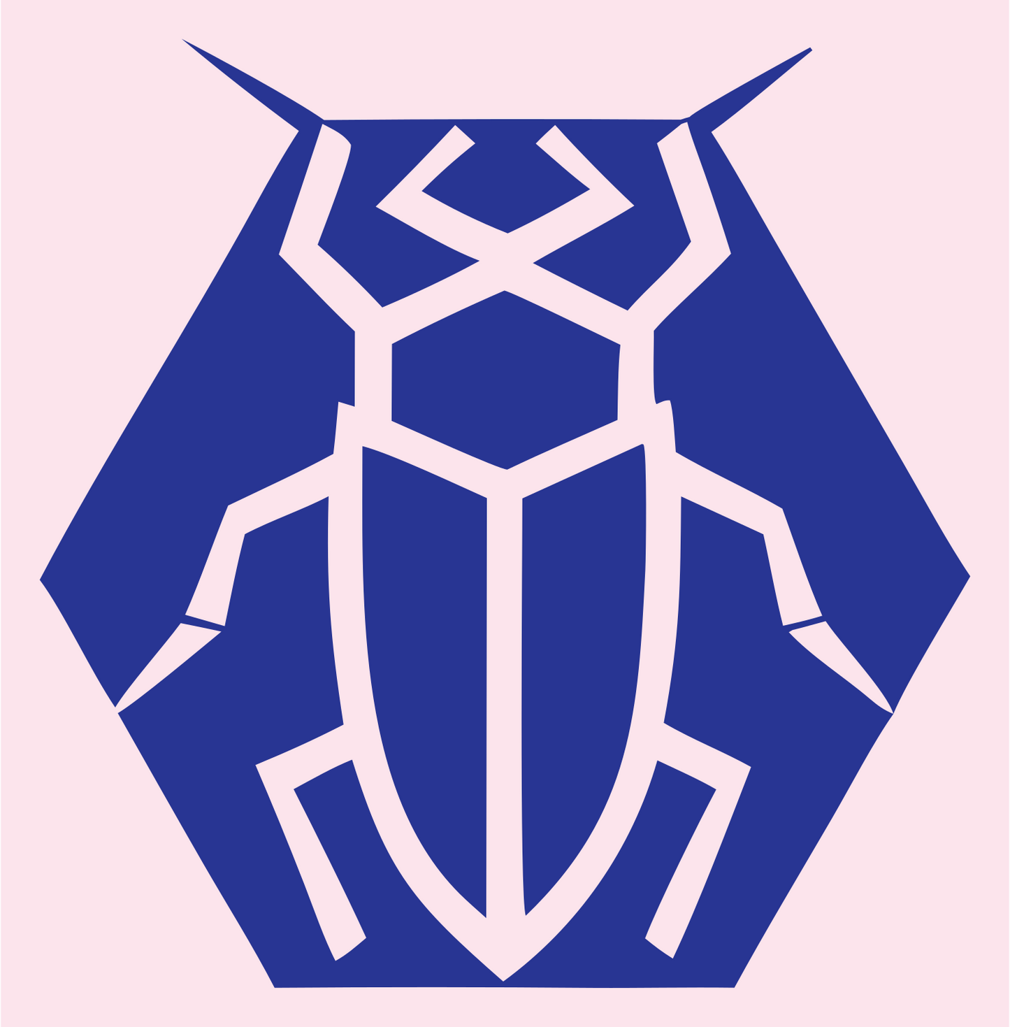 Geometric Cockroach Hexagon Badge #fce4ec/#283593