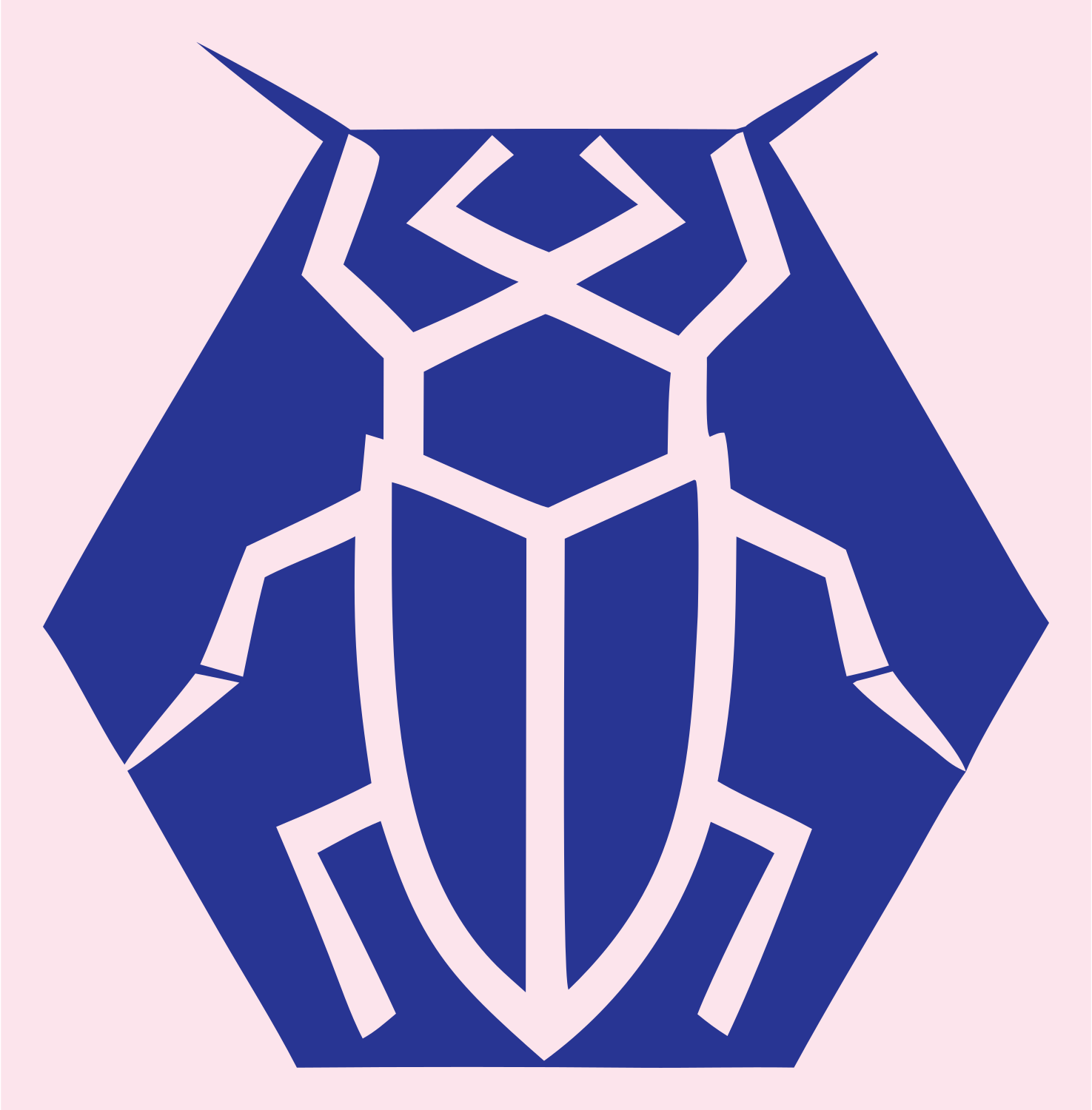 Geometric Cockroach Hexagon Badge #fce4ec/#283593