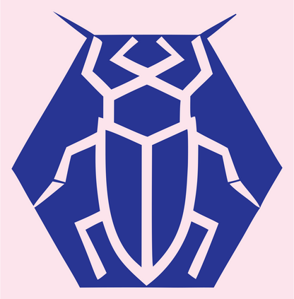 Geometric Cockroach Hexagon Badge #fce4ec/#283593