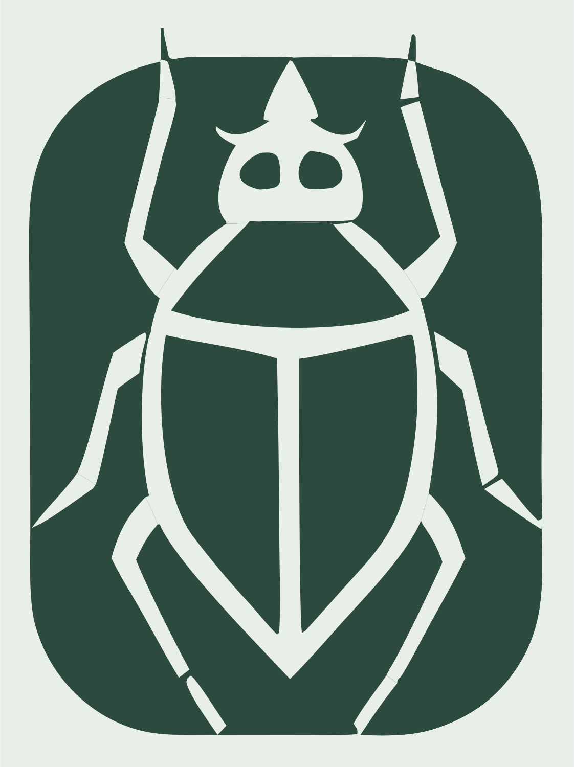 Negative Space Cockroach Badge #e8efe9/#2d4a3e