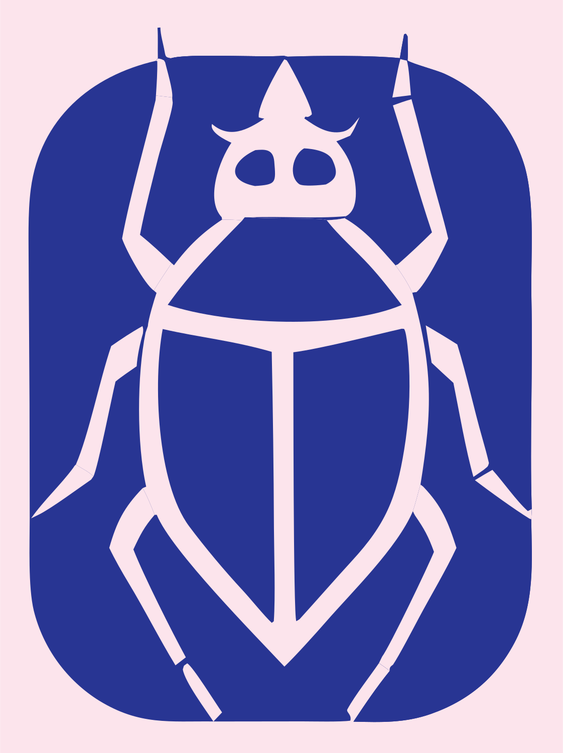 Negative Space Cockroach Badge #fce4ec/#283593