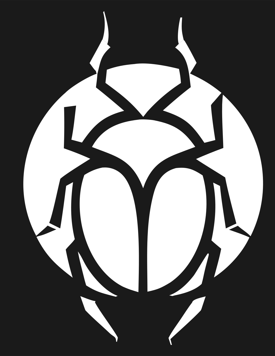 Negative Space Beetle Circle Emblem #1a1a1a/#ffffff