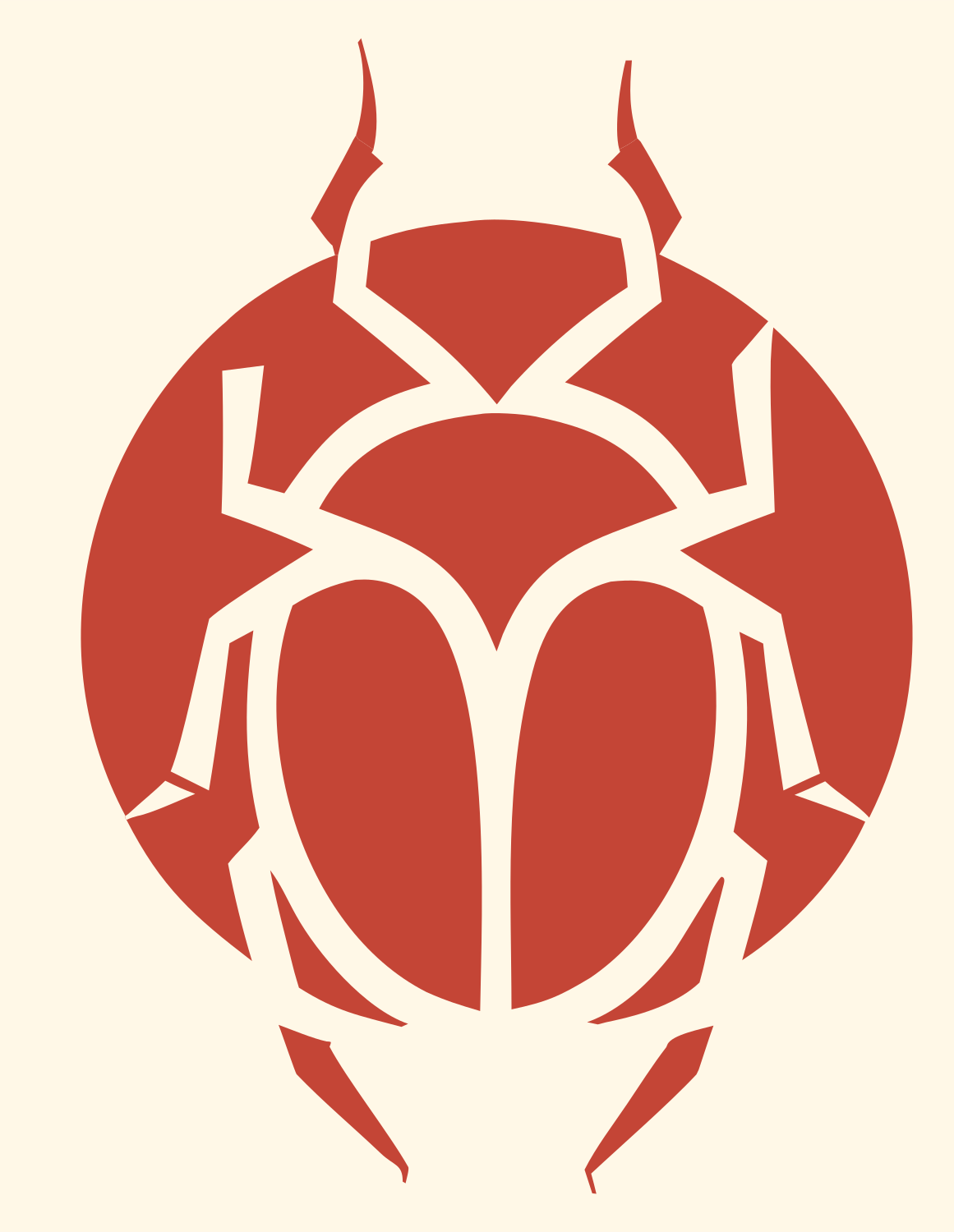 Negative Space Beetle Circle Emblem #fff8e7/#c44536