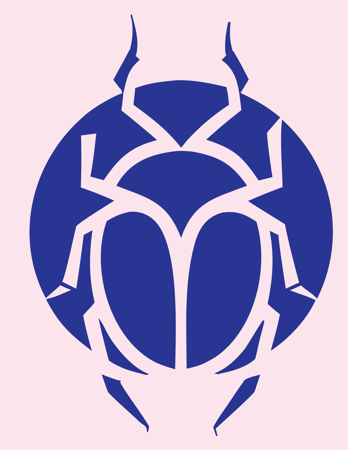 Negative Space Beetle Circle Emblem #fce4ec/#283593