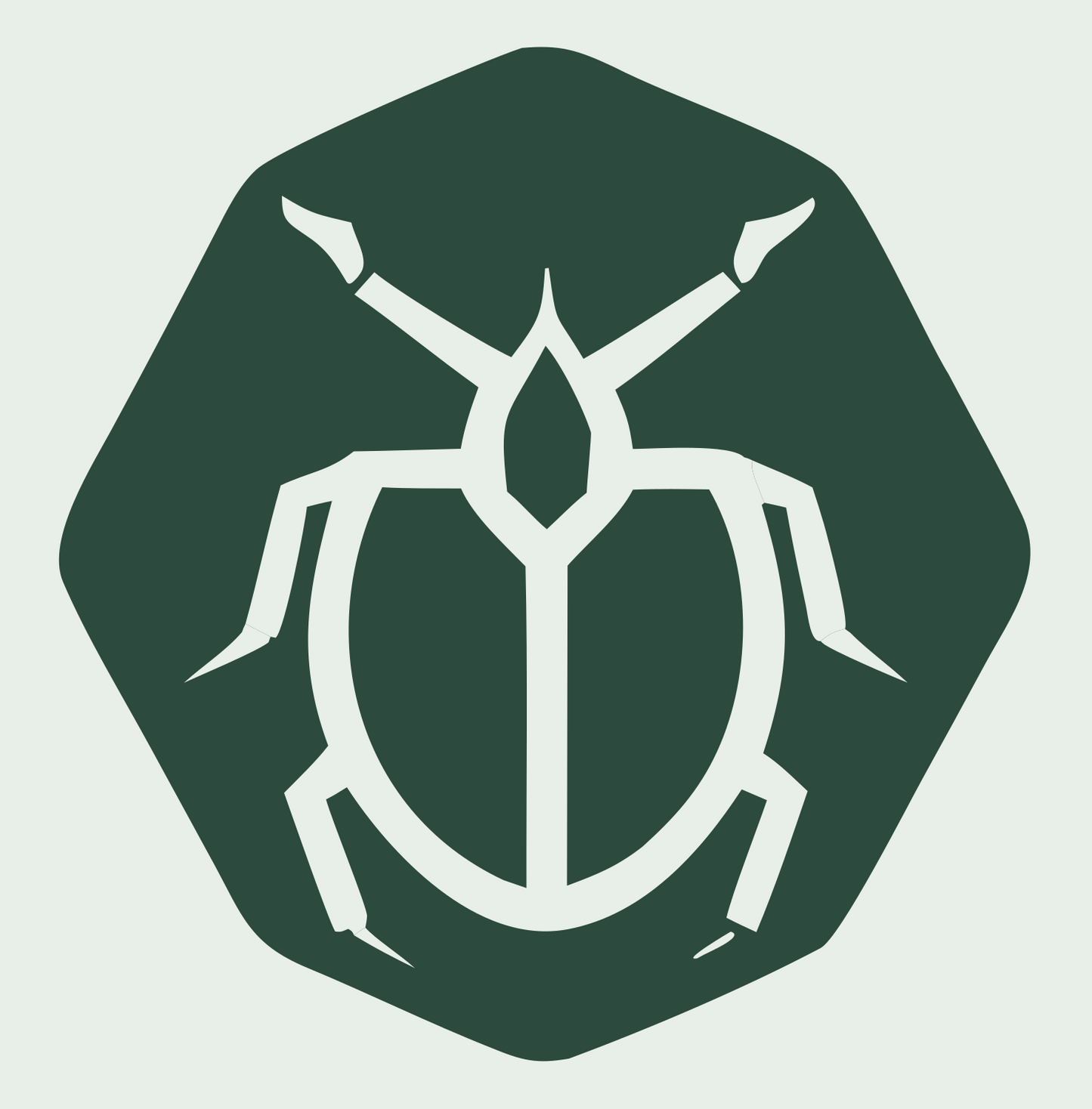 Beetle Octagon Negative Space Badge #e8efe9/#2d4a3e