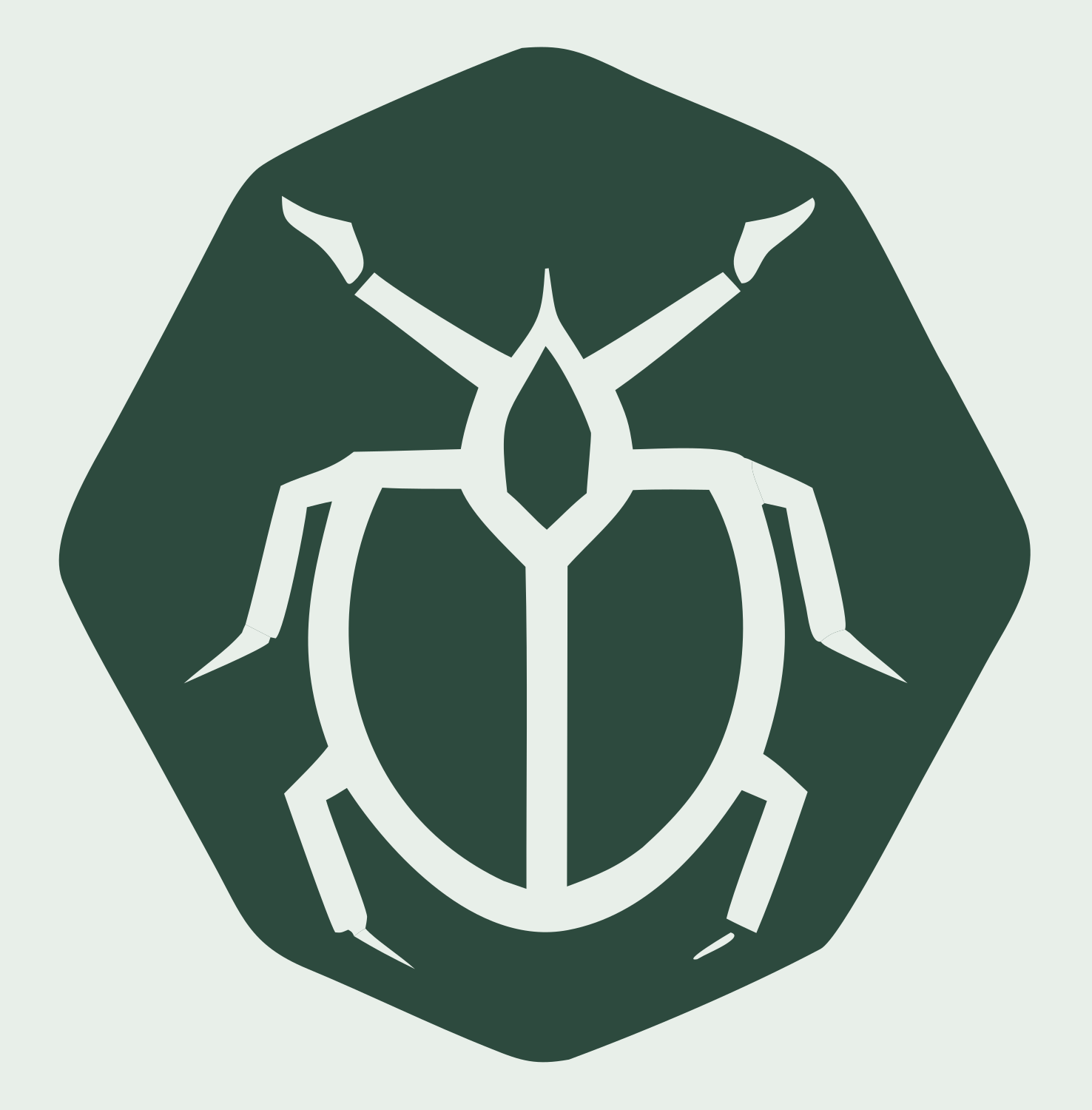 Beetle Octagon Negative Space Badge #e8efe9/#2d4a3e