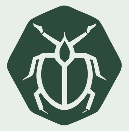 Beetle Octagon Negative Space Badge #e8efe9/#2d4a3e