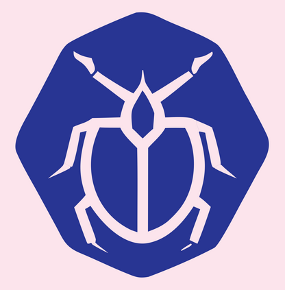 Beetle Octagon Negative Space Badge #fce4ec/#283593