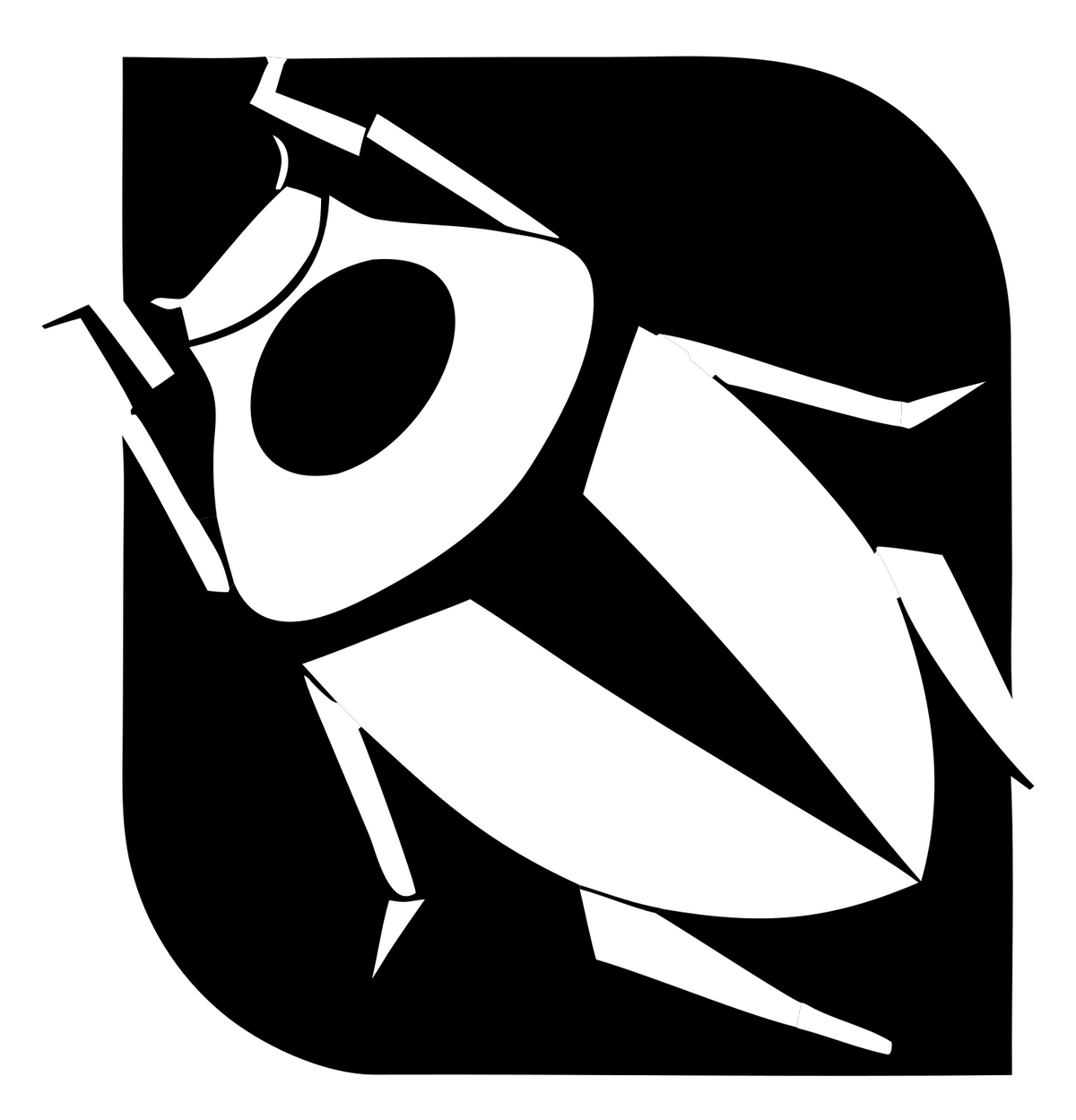 Negative Space Cockroach Icon #ffffff/#000000