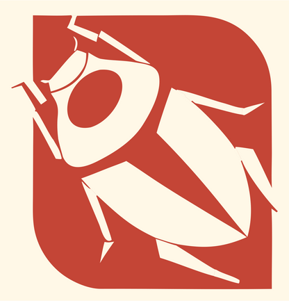 Negative Space Cockroach Icon #fff8e7/#c44536