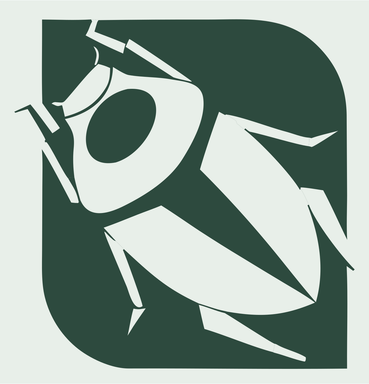 Negative Space Cockroach Icon #e8efe9/#2d4a3e
