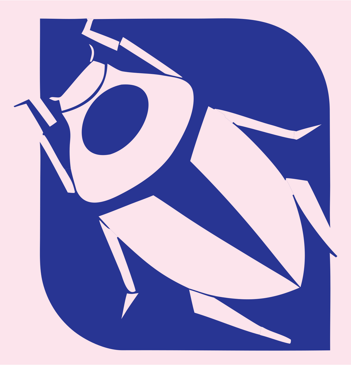 Negative Space Cockroach Icon #fce4ec/#283593