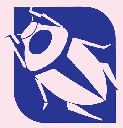 Negative Space Cockroach Icon #fce4ec/#283593