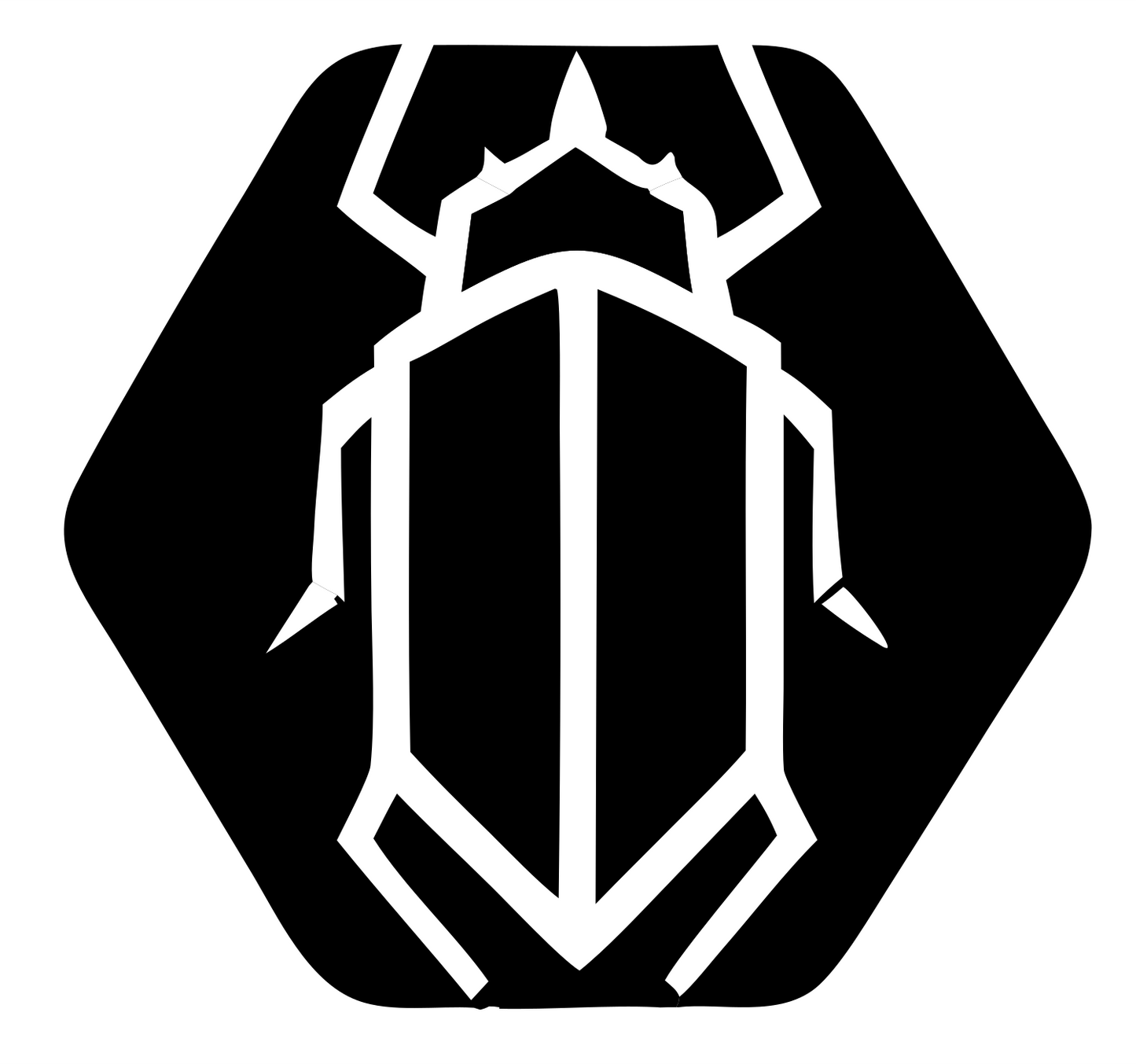 Negative Space Beetle Hexagon Badge #ffffff/#000000
