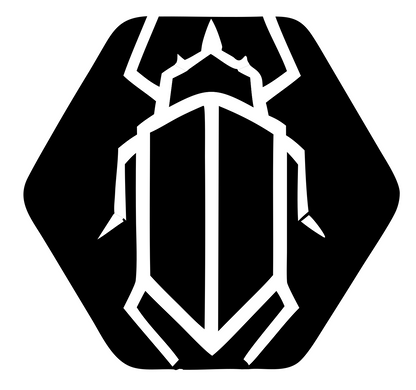 Negative Space Beetle Hexagon Badge #ffffff/#000000