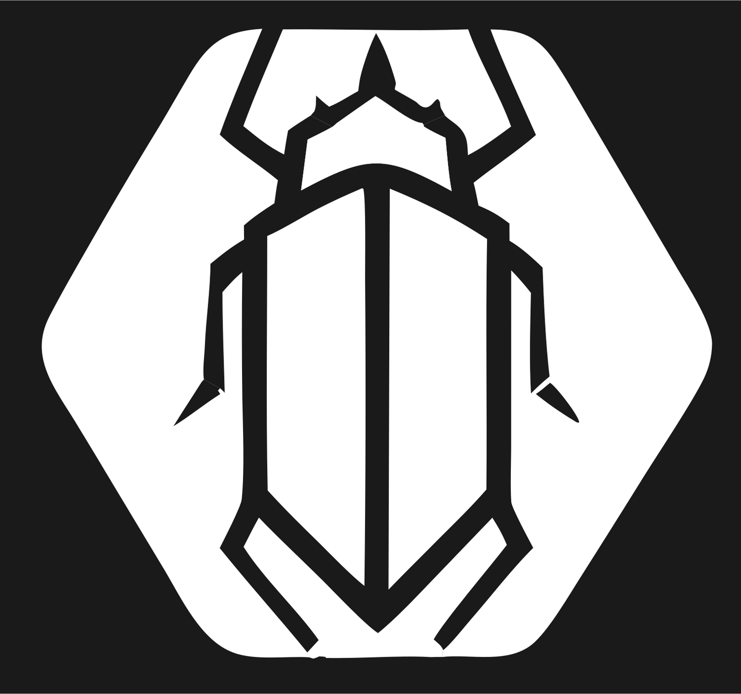 Negative Space Beetle Hexagon Badge #1a1a1a/#ffffff