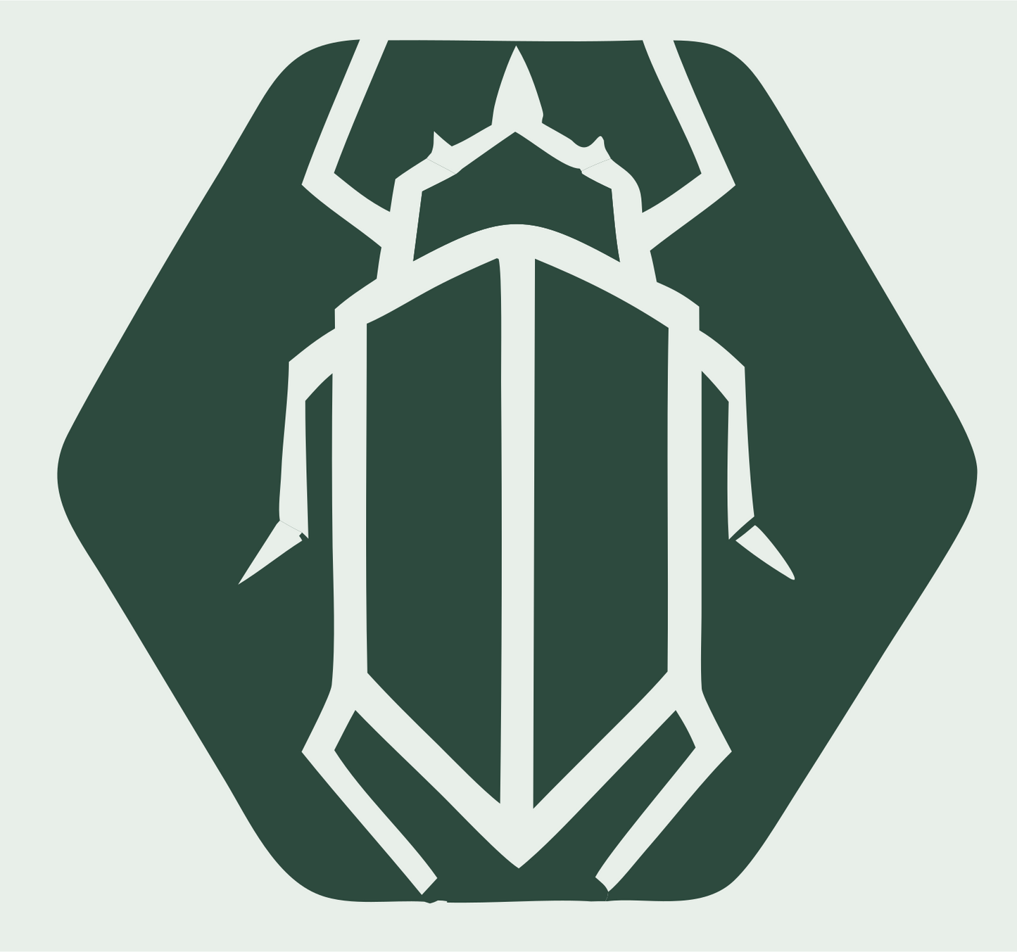 Negative Space Beetle Hexagon Badge #e8efe9/#2d4a3e