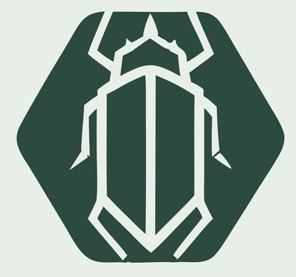 Negative Space Beetle Hexagon Badge #e8efe9/#2d4a3e
