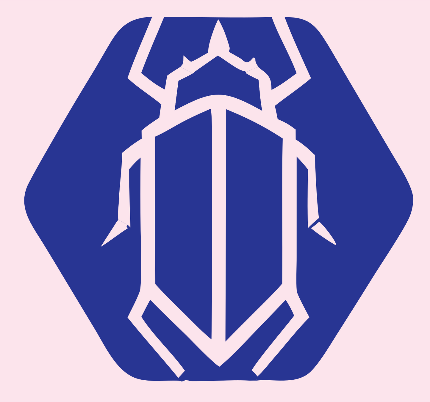 Negative Space Beetle Hexagon Badge #fce4ec/#283593