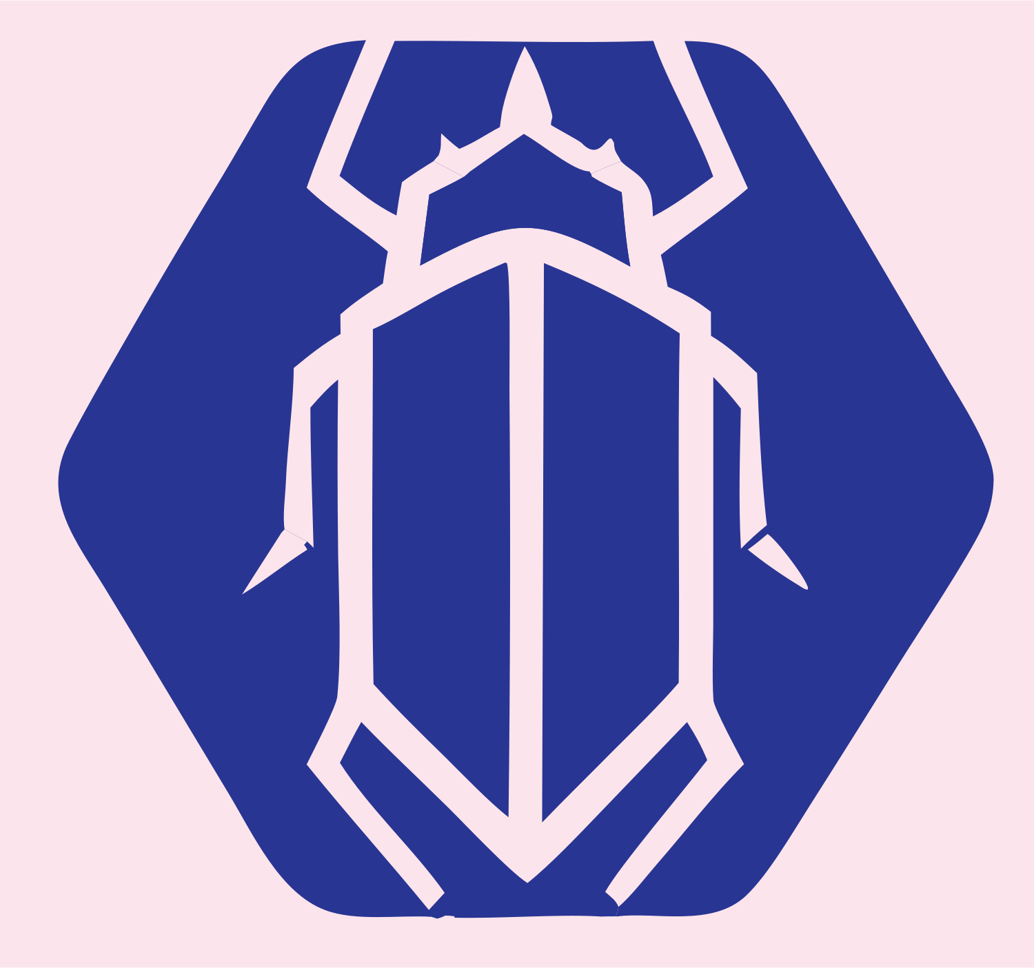 Negative Space Beetle Hexagon Badge #fce4ec/#283593