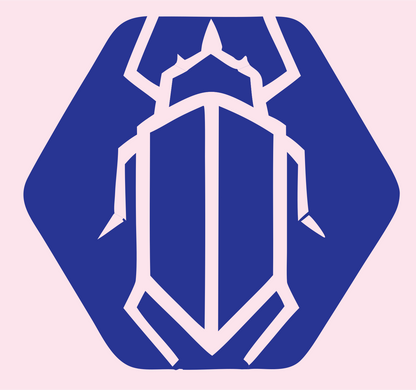 Negative Space Beetle Hexagon Badge #fce4ec/#283593