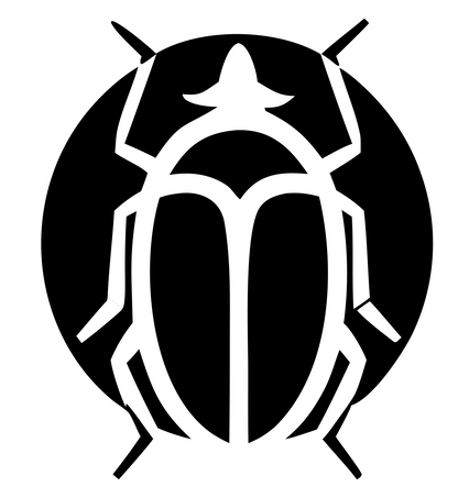 Negative Space Beetle Round Badge #ffffff/#000000