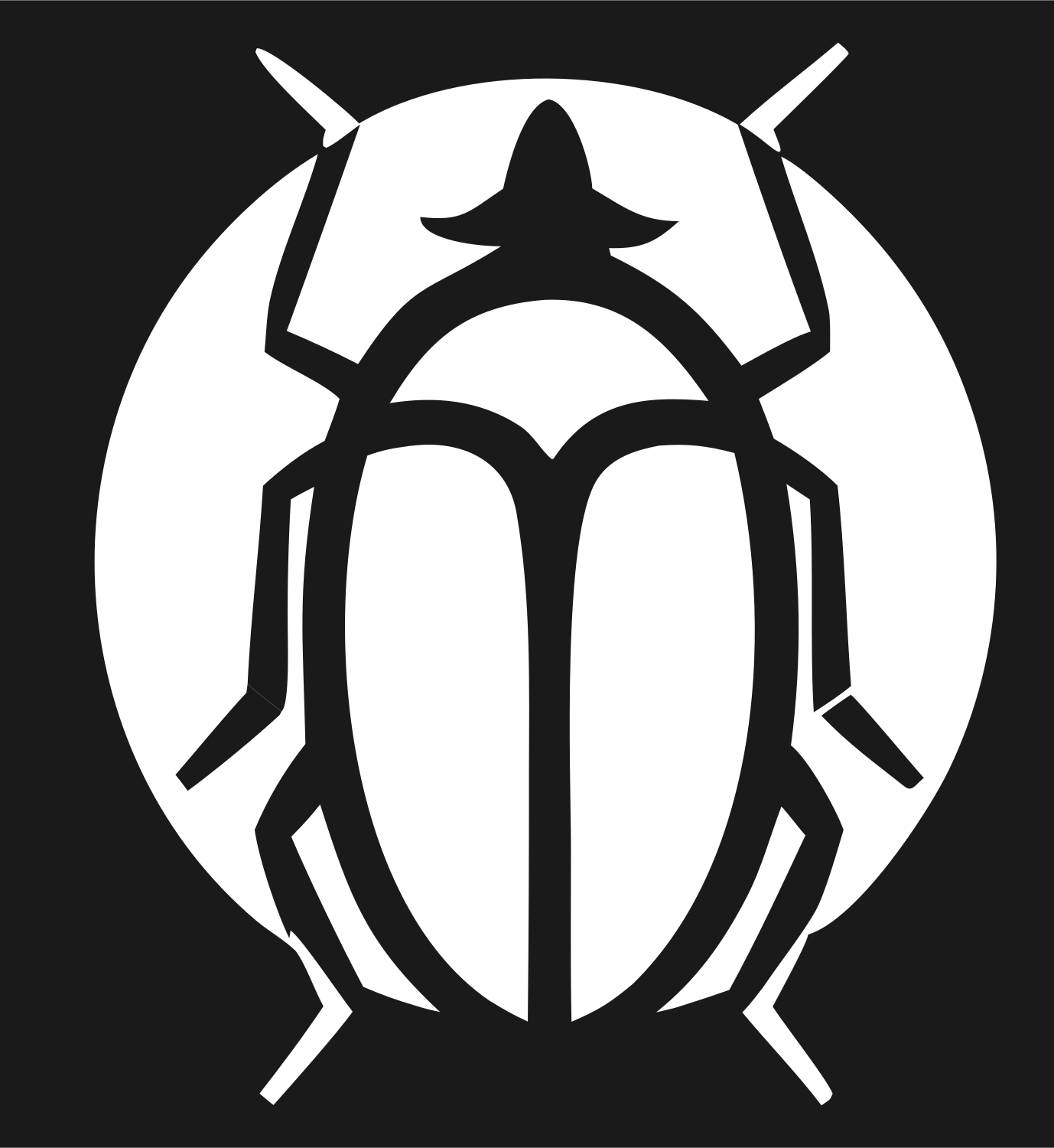 Negative Space Beetle Round Badge #1a1a1a/#ffffff