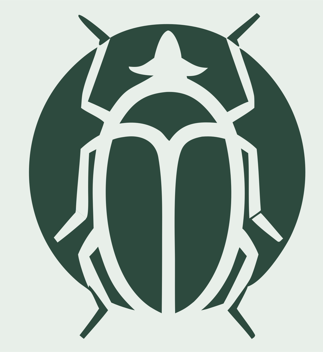 Negative Space Beetle Round Badge #e8efe9/#2d4a3e