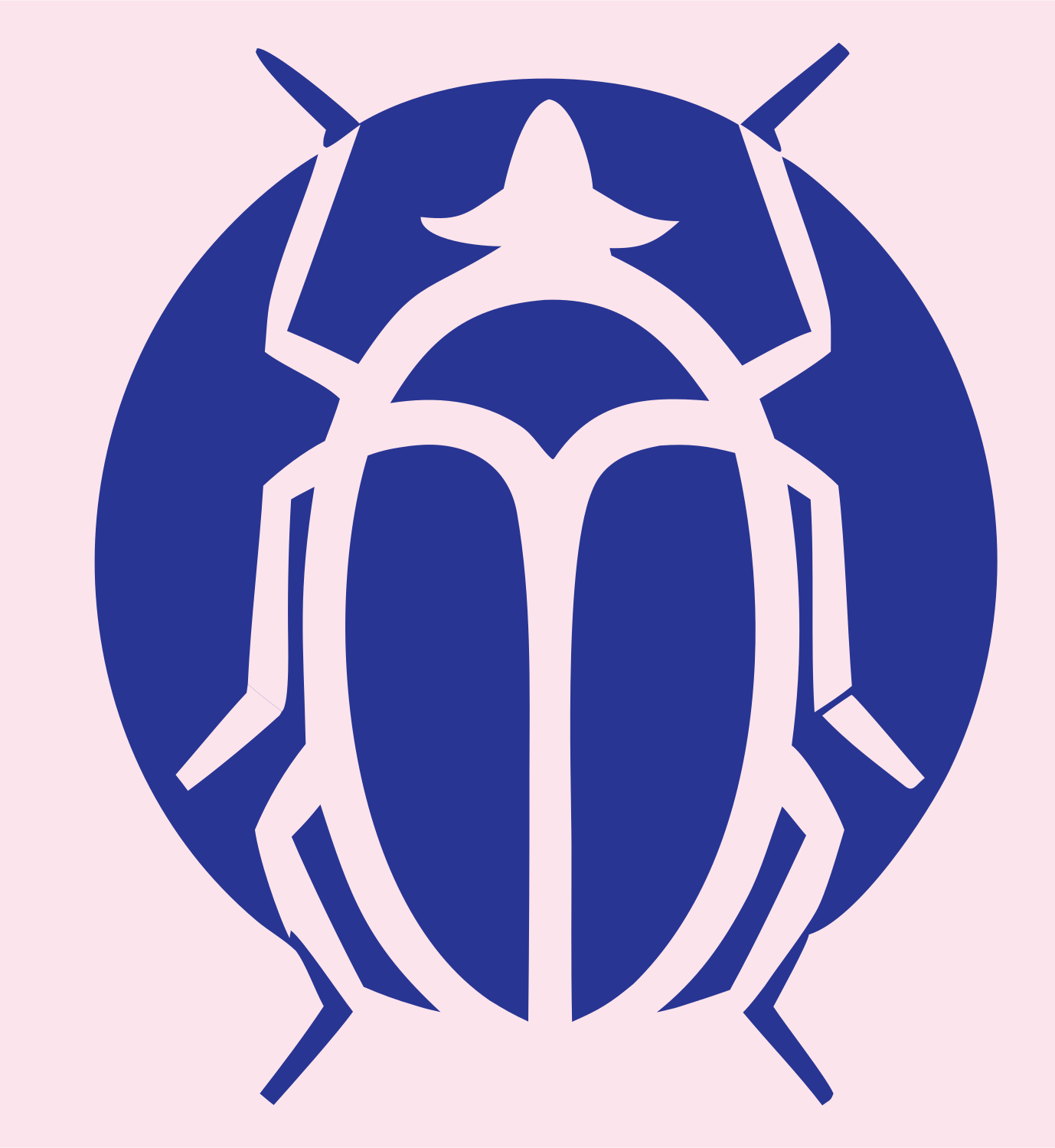 Negative Space Beetle Round Badge #fce4ec/#283593