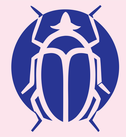 Negative Space Beetle Round Badge #fce4ec/#283593