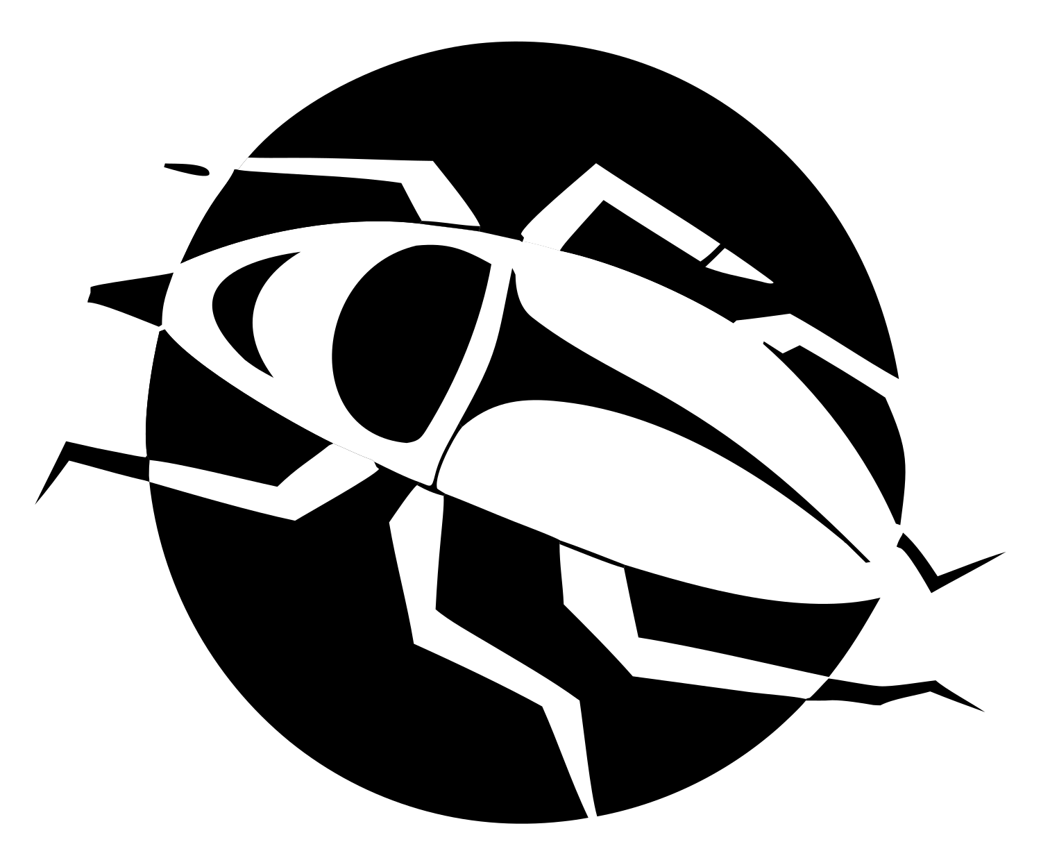 Negative Space Cockroach Circle Logo #ffffff/#000000