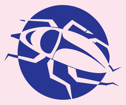 Negative Space Cockroach Circle Logo #fce4ec/#283593
