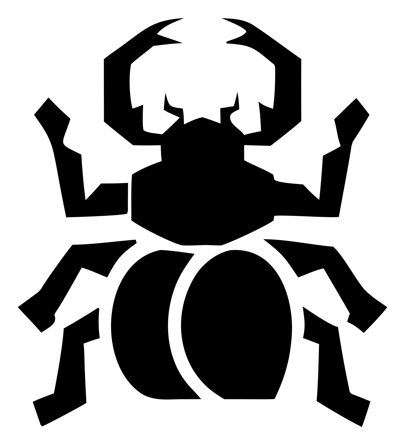 Blocky Stag Beetle Badge #ffffff/#000000