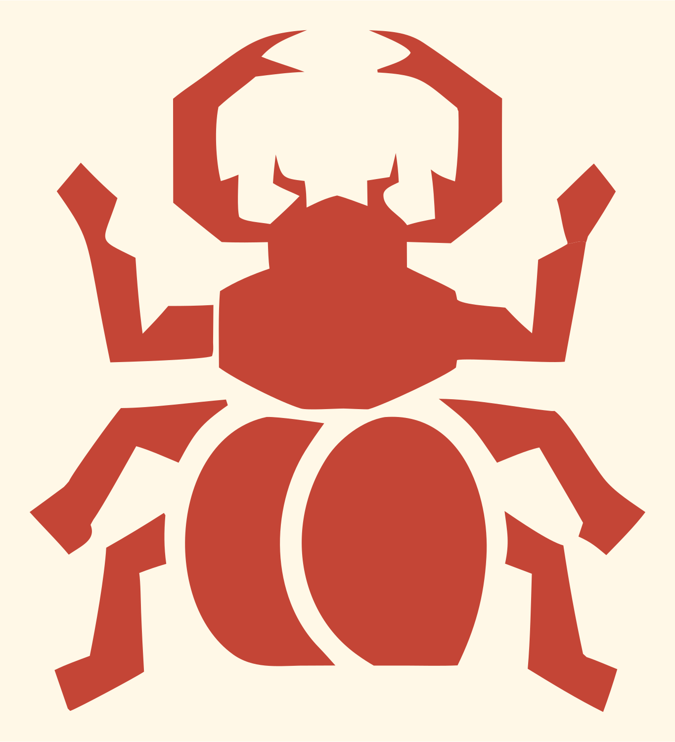 Blocky Stag Beetle Badge #fff8e7/#c44536